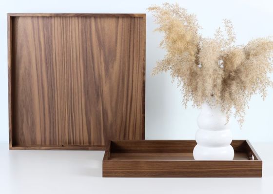 Logo personnalisé plateau de bois de noyer décor de la maison plateau de service avec poignées