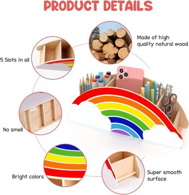 Caddy en bois de bambou imprimé sur écran de soie pour téléphone et organisation d'approvisionnement en bois massif