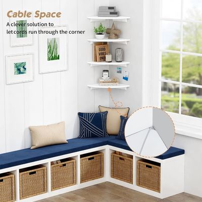 Décoration personnalisée de salon Ensemble de 4 rayons rondes blanches étagères flottantes pour mur