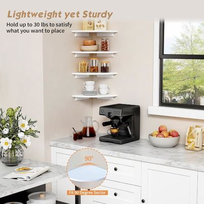 Décoration personnalisée de salon Ensemble de 4 rayons rondes blanches étagères flottantes pour mur