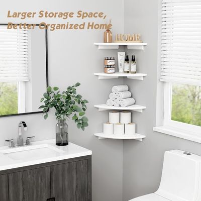 Décoration personnalisée de salon Ensemble de 4 rayons rondes blanches étagères flottantes pour mur