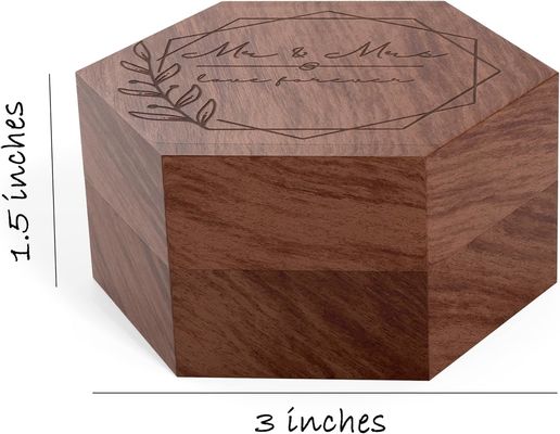 Boîte à cadeaux en bois massif sur mesure 2 fentes avec logo Boîte à bague en bois pour bague de fiançailles
