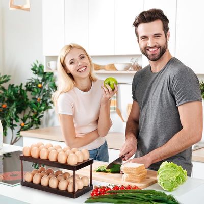 Organisation de la cuisine Appareil électroménager à double couche plateau à œufs en bois avec logo personnalisé