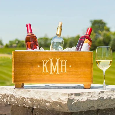 Logo personnalisé Bouteille de refroidisseur de champagne pour cadeau d'anniversaire en bois