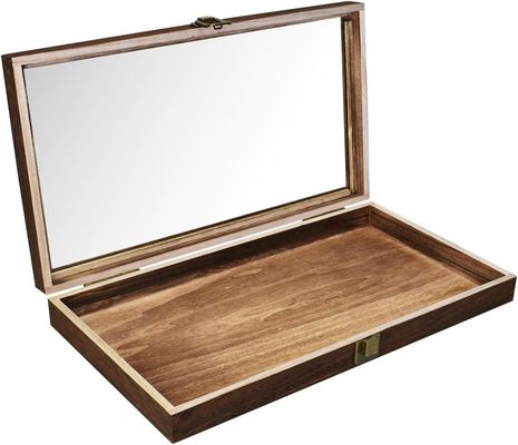 Plateau de bijoux en bois rectangulaire avec LED pour les boîtes à bijoux en bois naturel personnalisées