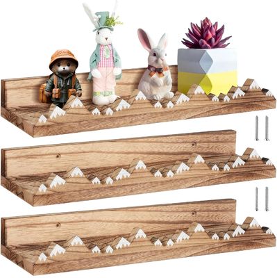 Logo personnalisé monté sur le mur rustique 3 pcs Snow Mountain étagères flottantes pour la pépinière