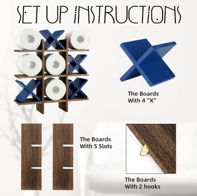 Détenteur de rouleau de bain en bois derrière les portes/sur les murs