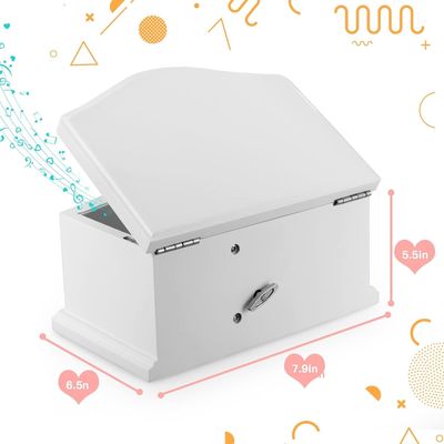 Boîte à bijoux de ballerine en bois blanc moyen avec miroir pour une organisation personnalisée