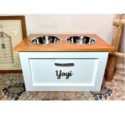 Petits animaux de compagnie Station d'alimentation des animaux d'âge Pet 2 bol élevée Alimentateur pour chiens surélevé avec tiroir