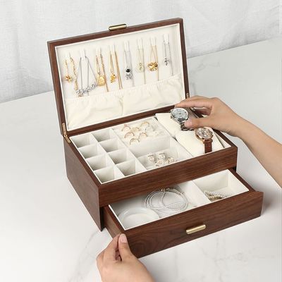 Rectangle Commande personnalisée Bracelet en bois massif Montres à affichage Coffret de rangement de bijoux artisanaux