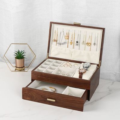 Rectangle Commande personnalisée Bracelet en bois massif Montres à affichage Coffret de rangement de bijoux artisanaux