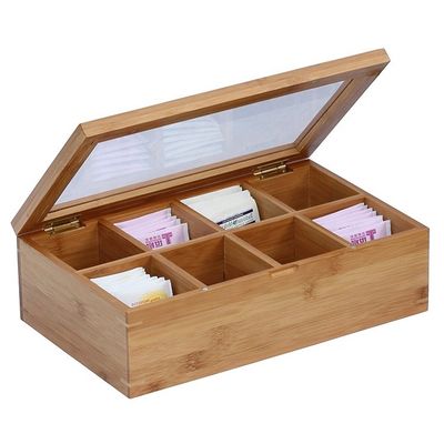 Cadeau artisanal industriel Logo personnalisé Acceptable Boîte à thé en bois avec couvercle en verre