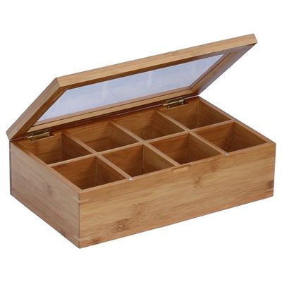 Cadeau artisanal industriel Logo personnalisé Acceptable Boîte à thé en bois avec couvercle en verre