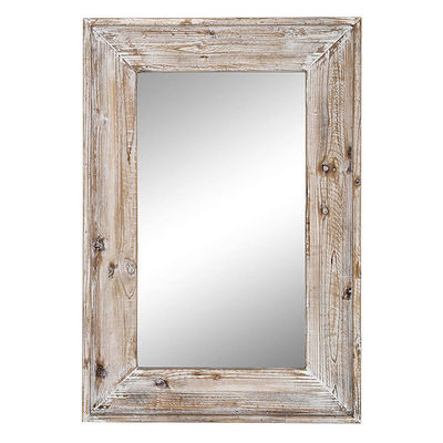 Décoration du salon de la ferme rustique miroir suspendu au mur en bois en plain colo