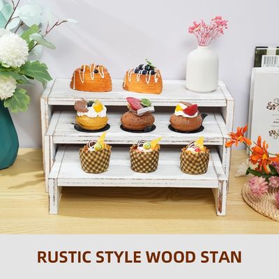 Décoration de la maison et cadeaux Design fonctionnel 3 niveaux en bois Brass Cupcake Dessert Display Riser