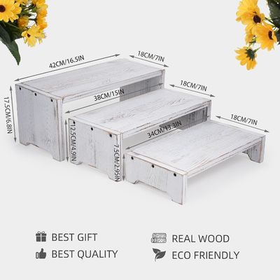 Décoration de la maison et cadeaux Design fonctionnel 3 niveaux en bois Brass Cupcake Dessert Display Riser