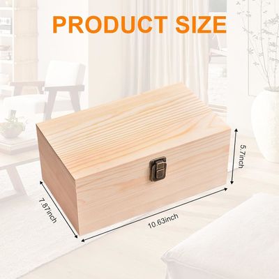 10.6 x 8 x 5,7 pouces Boîte de stockage en bois avec couvercle à charnière Logo personnalisé Acceptable