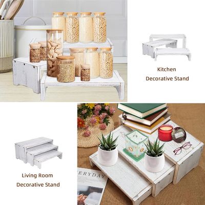 Décoration de la maison et cadeaux Design fonctionnel 3 niveaux en bois Brass Cupcake Dessert Display Riser