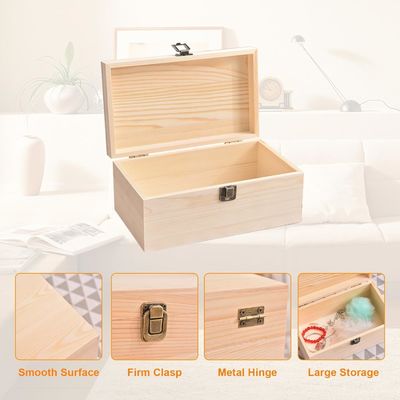 10.6 x 8 x 5,7 pouces Boîte de stockage en bois avec couvercle à charnière Logo personnalisé Acceptable