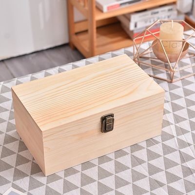 10.6 x 8 x 5,7 pouces Boîte de stockage en bois avec couvercle à charnière Logo personnalisé Acceptable