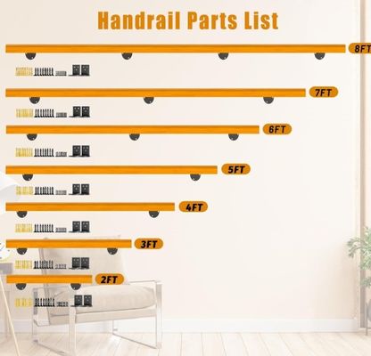 Étapes intérieures sécurité garde-corps antidérapant 3 pieds poignées de pin comme votre demande Kit complet