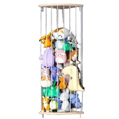 Salle de séjour Taille personnalisée Zoo Modèle étagère de stockage d'animaux farci avec cage d'organisateur en bois