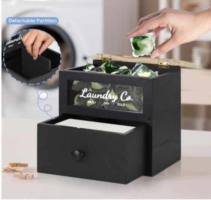 Organisateur de maison industriel personnalisé OEM séchoir en bois massif porte-feuille poubelles de linge boîte de rangement conteneur