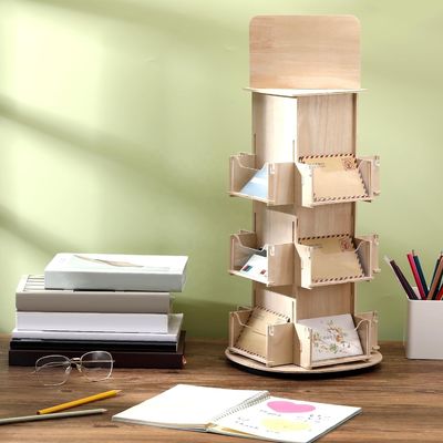 Meubles de salle de séjour 3 Niveau 4 Stand d'affichage rotatif en bois latéral avec 360 rotations