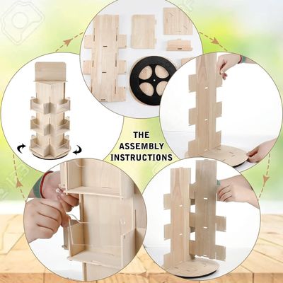 Meubles de salle de séjour 3 Niveau 4 Stand d'affichage rotatif en bois latéral avec 360 rotations