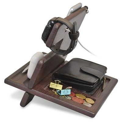 Support de téléphone portable de bureau en bois multifonctionnel avec impression de logo personnalisé