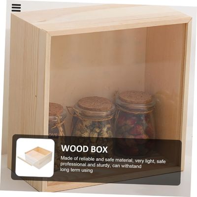 Boîte en bois accessoires de bureau boîtier décoratif trésor en bois couvercle clair petit écran