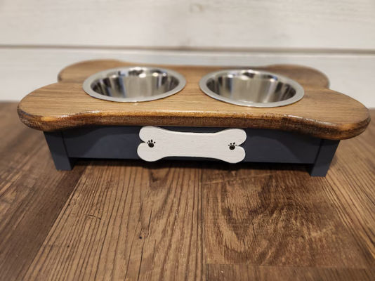 202406 Nom personnalisé Tag Petit mangeoire en bois pour chien pour dîner d'animal gratuit