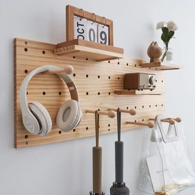 Meubles de salle de séjour Entreposage Panneau d'affichage en bois Kit 2 pièces Pegboard Stand