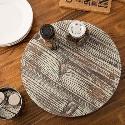 Tourne-disque en bois paresseux Susan pour la cuisine dernier style de conception de ferme Imprimé et brûlé