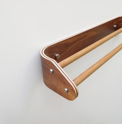 Barre à serviettes en bois double sur mesure Porte-serviettes de bain moderne avec étagère en bois montée sur le mur