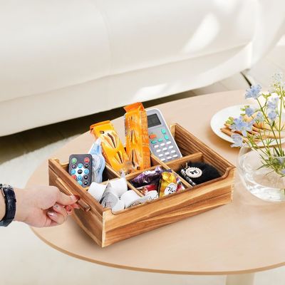 6 Compartiment TIMBER Sac à thé en bois Coffre pour colis cadeau et organisateur de colis sucre