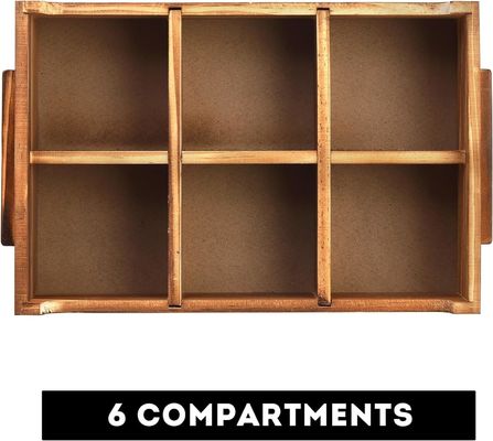 6 Compartiment TIMBER Sac à thé en bois Coffre pour colis cadeau et organisateur de colis sucre