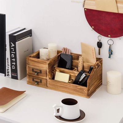 Organiseur de table fait à la main pour bureau en bois