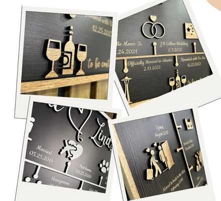 Décoration murale en bois personnalisée histoire d'amour décoration chronologique selon votre demande