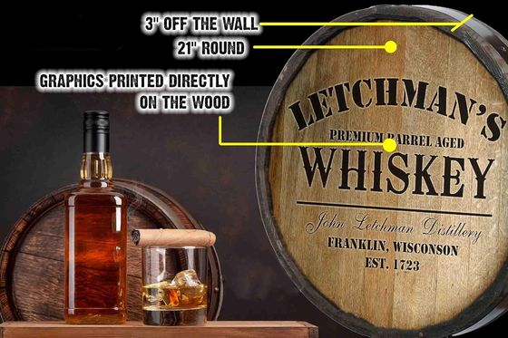 Laque Impression Manipulation de fûts en bois Décoration murale Panneau à barres pour le vin et la bière