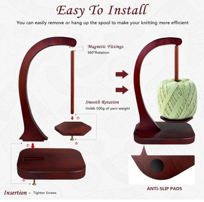 Mécanisme de rotation magnétique en métal, filateur de fils en bois pour le tricot et le crochet