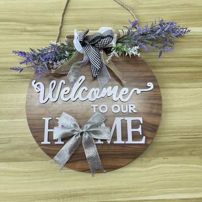 Porte d'entrée en bois Bienvenue Plaque murale pour la décoration intérieure Forme ronde sur mesure