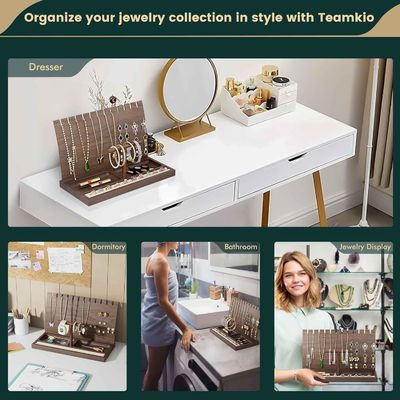 BAMBOO Collier porte- bijoux en bois Affichage Stand pour le bracelet Montres Anneaux Boucles d'oreilles