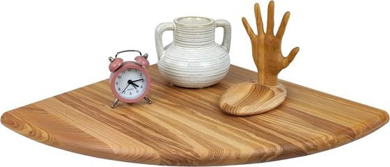 Étagère d'angle en bois montée sur le mur pour les accessoires de télévision et le stockage de cadres photo de petites plantes