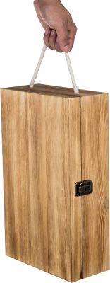 Boîtes cadeaux à vin à double bouteille en bois rustique écologique à couvercle personnalisable