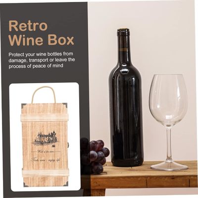Boîte à vin en bois de pin faite à la main avec couvercle pour conteneurs vides décoratifs de taille personnalisée