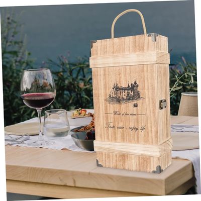 Boîte à vin en bois de pin faite à la main avec couvercle pour conteneurs vides décoratifs de taille personnalisée