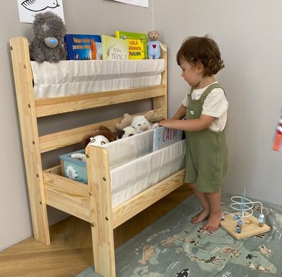 Étagère en bois Montessori Fonction de rangement caché et d'économie d'espace pour les tout-petits