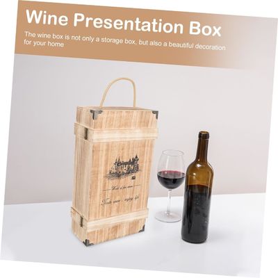 Boîte à vin en bois de pin faite à la main avec couvercle pour conteneurs vides décoratifs de taille personnalisée