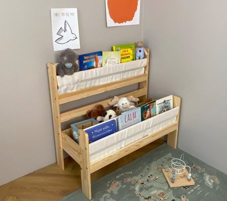 Étagère en bois Montessori Fonction de rangement caché et d'économie d'espace pour les tout-petits